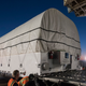 Loading the satellite container onto the C-5 Galaxy.